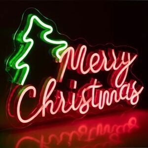 Neon Merry Christmas Sign - Green and Red